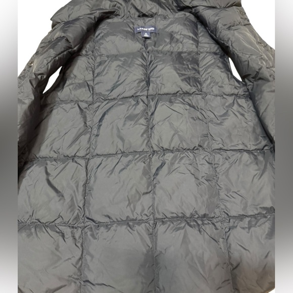Women's LANDS' END Black Blue Goose Down Quilt Snap-Up Puffer Vest SMALL Y2K - Picture 7 of 13